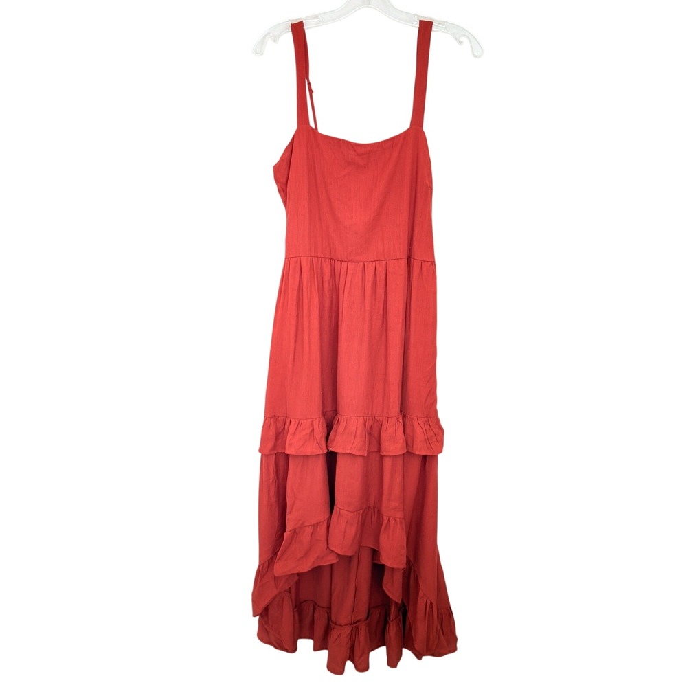 Trixxi Hi-Low Ruffle Maxi Dress XL Red Boho Cottagecore Romantic Flowy Ethereal